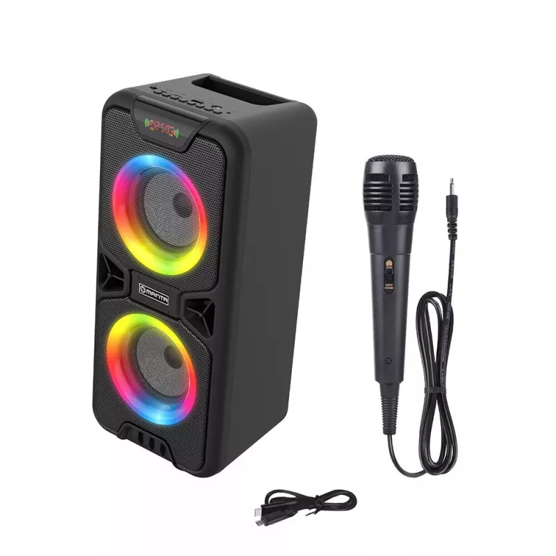 Nešiojamas „Bluetooth“ garsiakalbis MANTA SPK816 — 30W RMS, Bluetooth 5.0, USB/SD/AUX, FM, 4 val. baterija, juodas