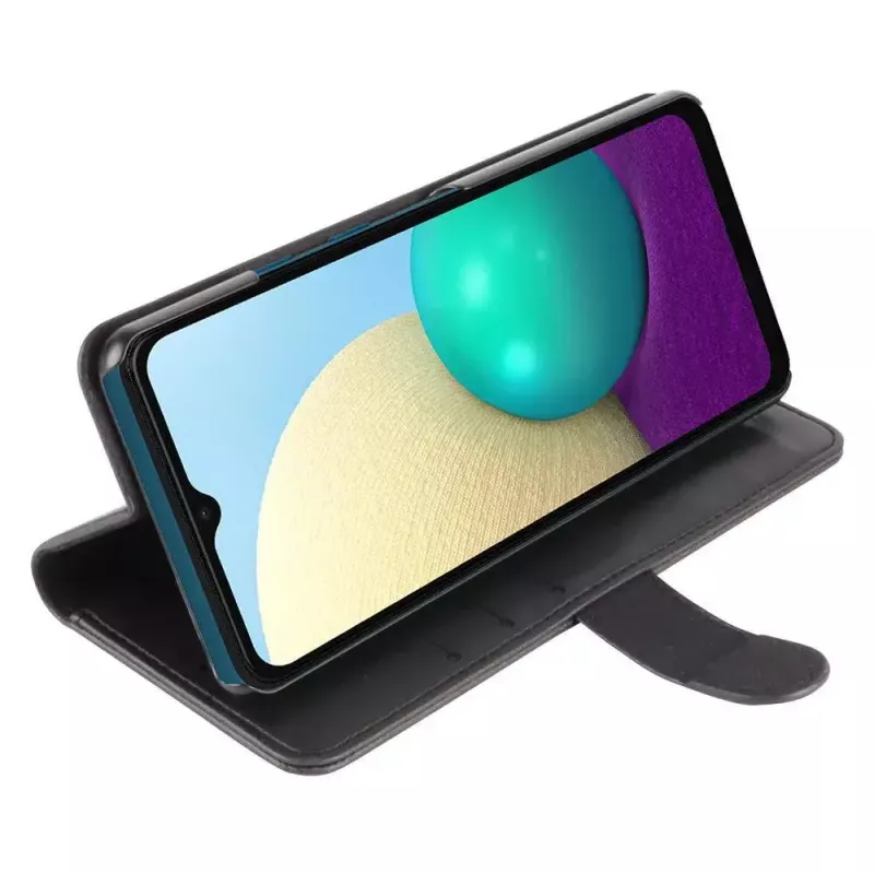 Dėklas-piniginė Krusell Galaxy A02 16,5 cm juoda, 3 kortelių kišenės