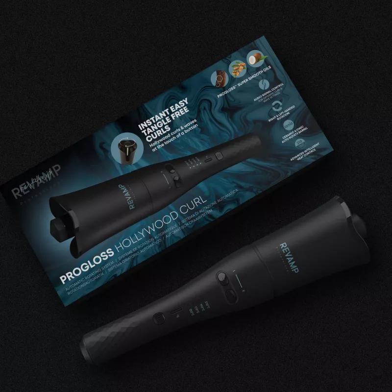 Revamp Progloss Hollywood Curl automatinis garbanojimo lygintuvas Warm Juoda 3 m