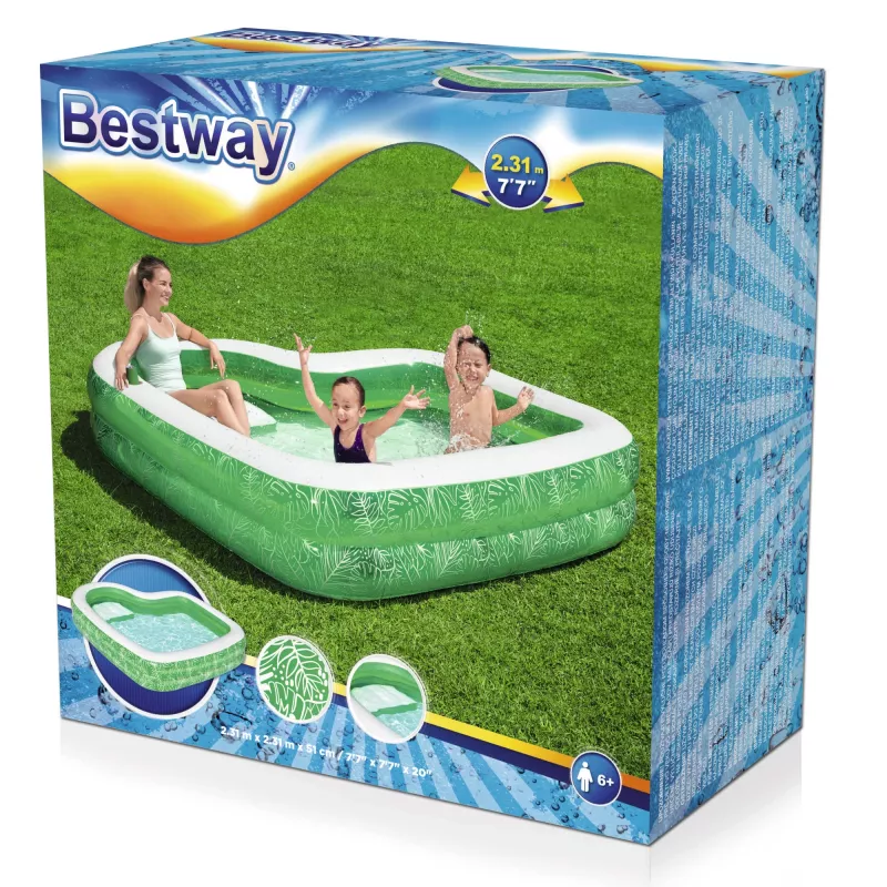 Bestway 7'7 colių x 7'7 colių x 20 colių / 2,31 m x 2,31 m x 51 cm Tropical Paradise šeimos baseinas