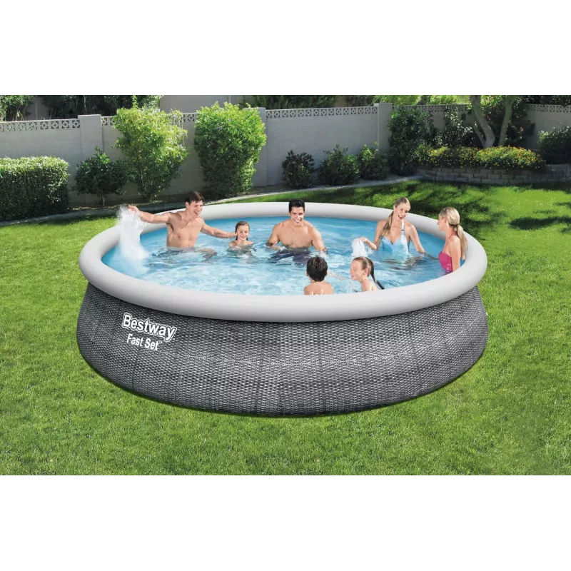 Bestway 57372 antžeminis baseinas pripučiamas baseinas apvalus 12362 L pilkas
