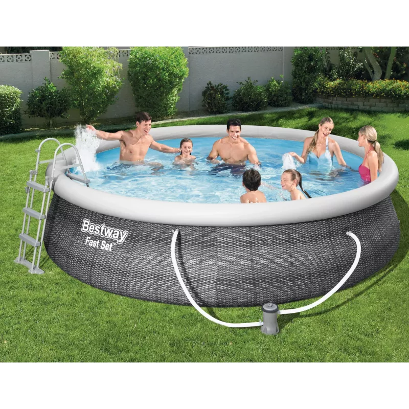 Bestway 57372 antžeminis baseinas pripučiamas baseinas apvalus 12362 L pilkas