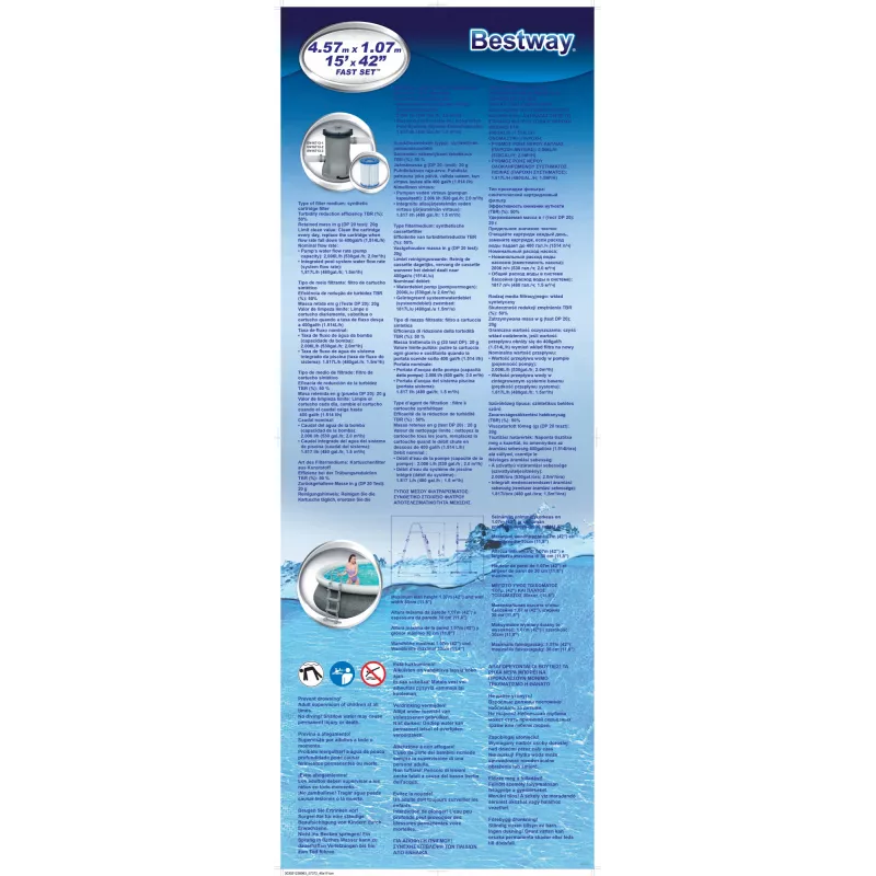 Bestway 57372 antžeminis baseinas pripučiamas baseinas apvalus 12362 L pilkas