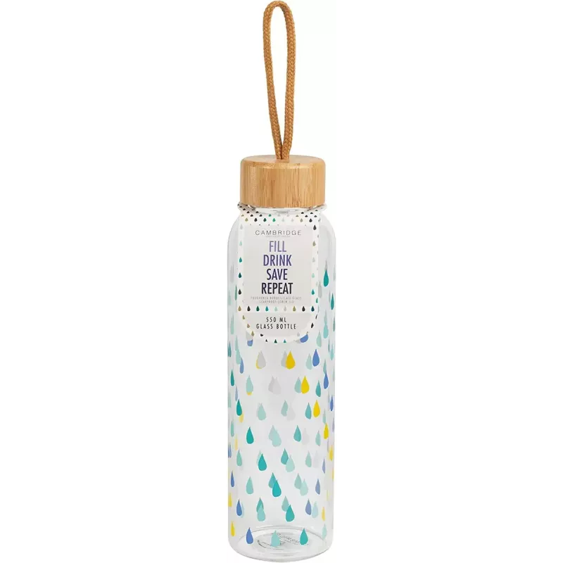 Stiklinis butelis Cambridge CM06991 550 ml su bambukiniu dangteliu