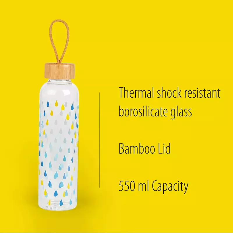 Stiklinis butelis Cambridge CM06991 550 ml su bambukiniu dangteliu