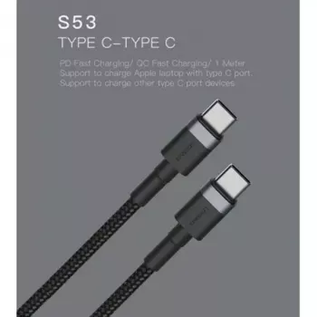 USB-C į USB-C kabelis Orsen S53, 1 m, 3 A, raudonas