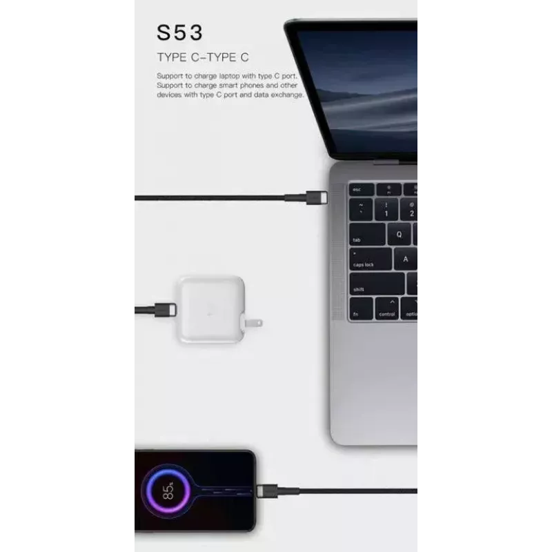 USB-C į USB-C kabelis Orsen S53, 1 m, 3 A, raudonas