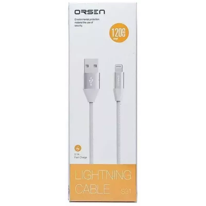 Micro USB duomenų laidas Orsen S32 2.1A 1,2 m pilkas