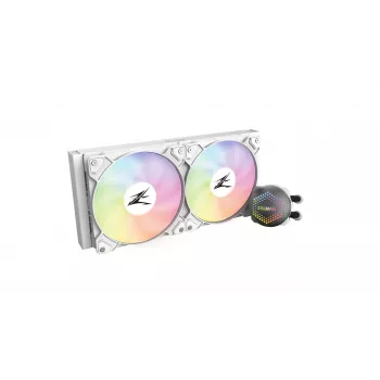 Zalman ALPHA24 baltas procesoriaus skysčio aušintuvas, 240 mm radiatorius, 2 x 12 cm ventiliatorius, ARGB siurblys, dvigubas procesoriaus palaikymas, universali skysčio aušinimo sistema, 12 cm
