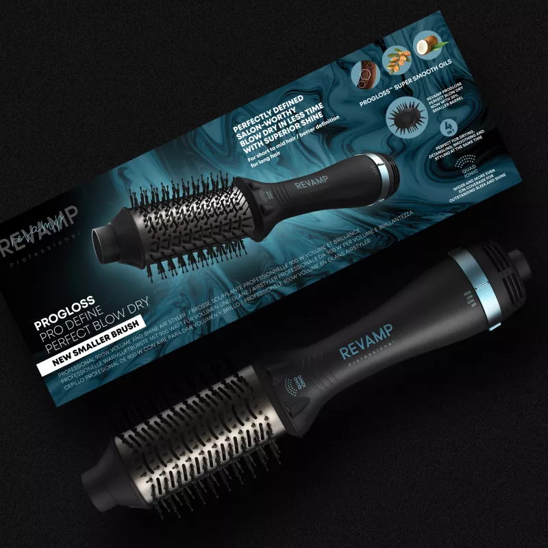 Revamp Progloss Pro Define Perfect Blow Dry Hot air brush Warm Juoda 900 W 3 m