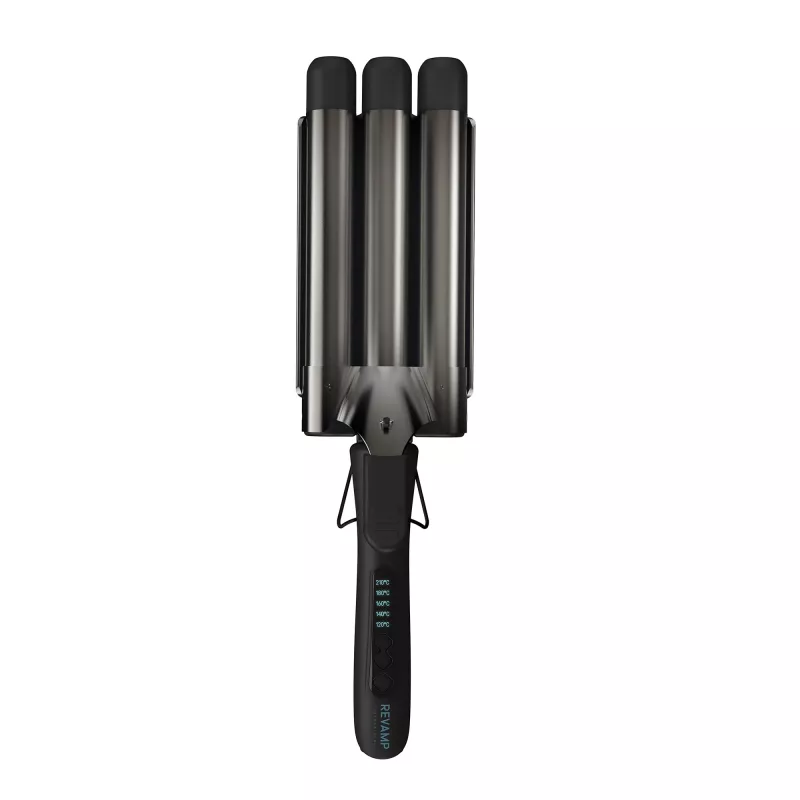 Revamp Progloss Deep Beach Waver Tekstūrinis garbanotuvas Warm Juoda 3 m