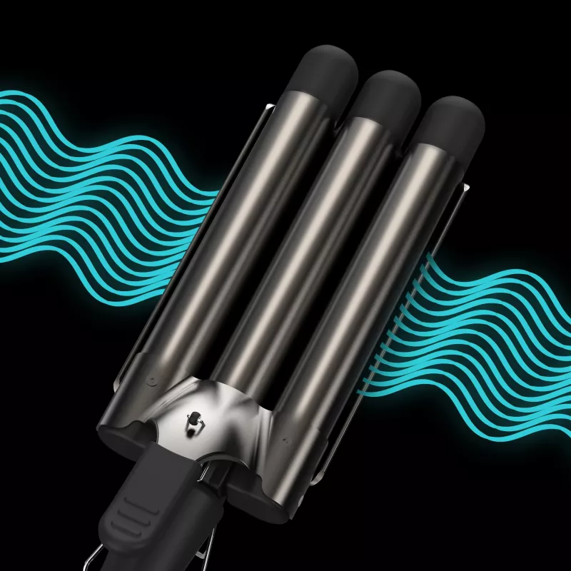 Revamp Progloss Deep Beach Waver Tekstūrinis garbanotuvas Warm Juoda 3 m