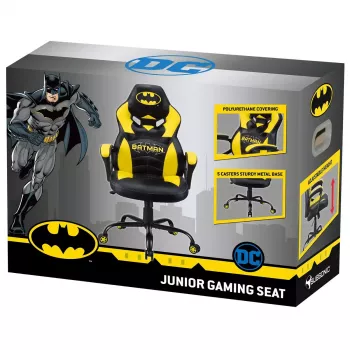 Kompiuterinė žaidimų kėdė Subsonic Batman Junior minkštasuolė paminkštinta sėdynė juoda geltona