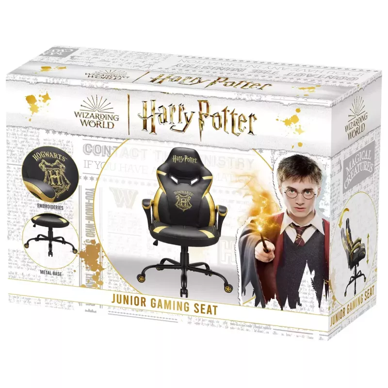 Kompiuterinė žaidimų kėdė Subsonic Junior Hogwarts Apmušta paminkštinta sėdynė Juoda Geltona