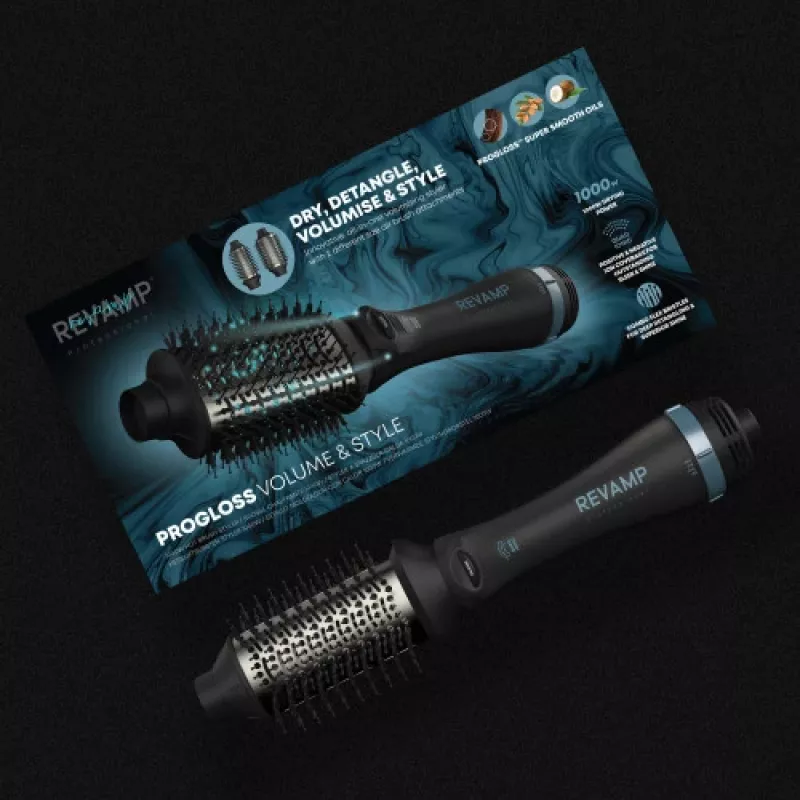 Revamp Progloss Volume & Style Hot Brush Style Hot air brush Warm Juoda 1000 W 3 m
