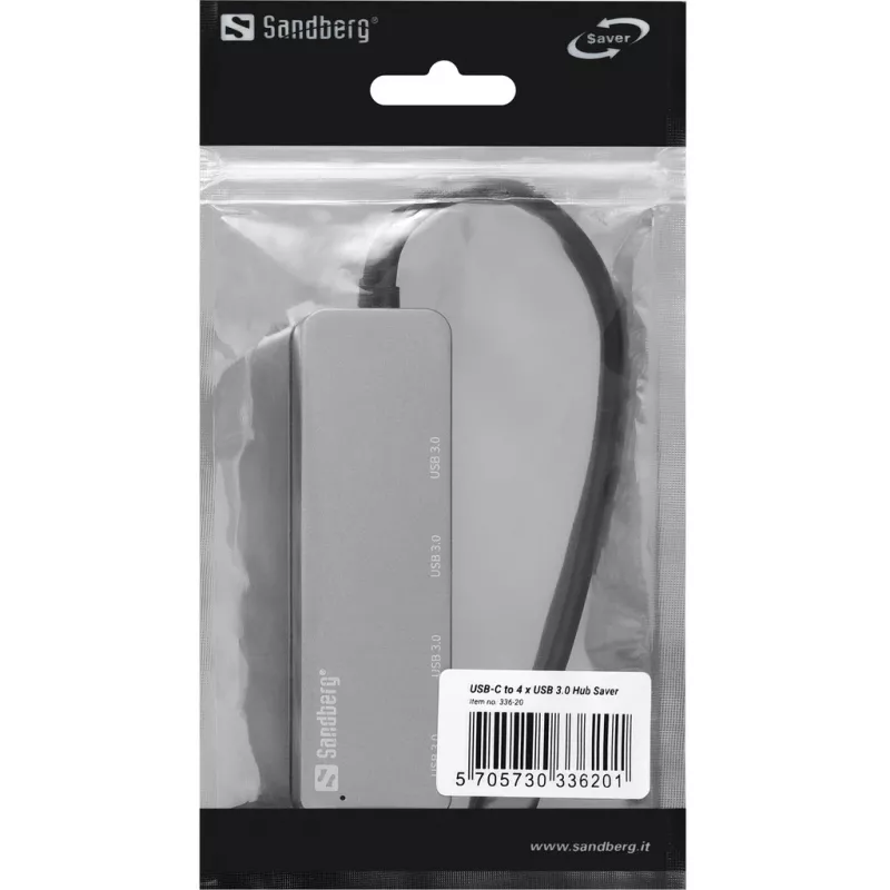 USB šakotuvas Sandberg USB-C į 4 x USB 3.0 šakotuvas SAVER