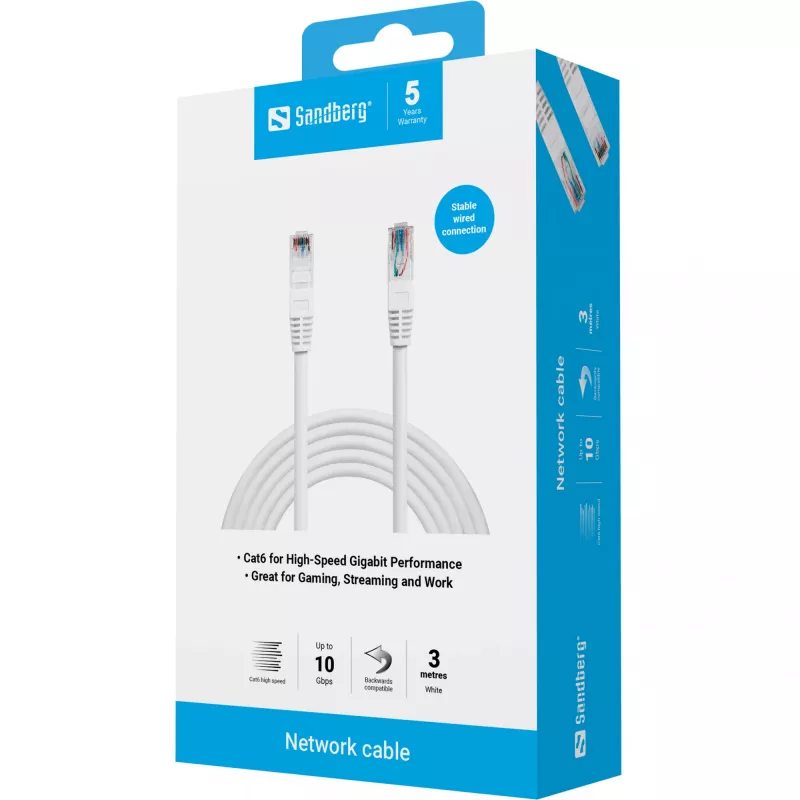 Sandberg tinklo kabelis UTP Cat6 RJ-45 3 m baltas