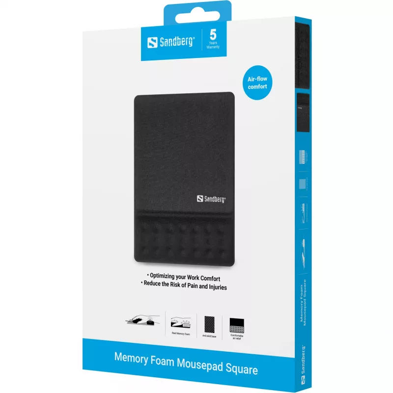 Sandberg Memory Foam pelėpad Square pelės kilimėlis