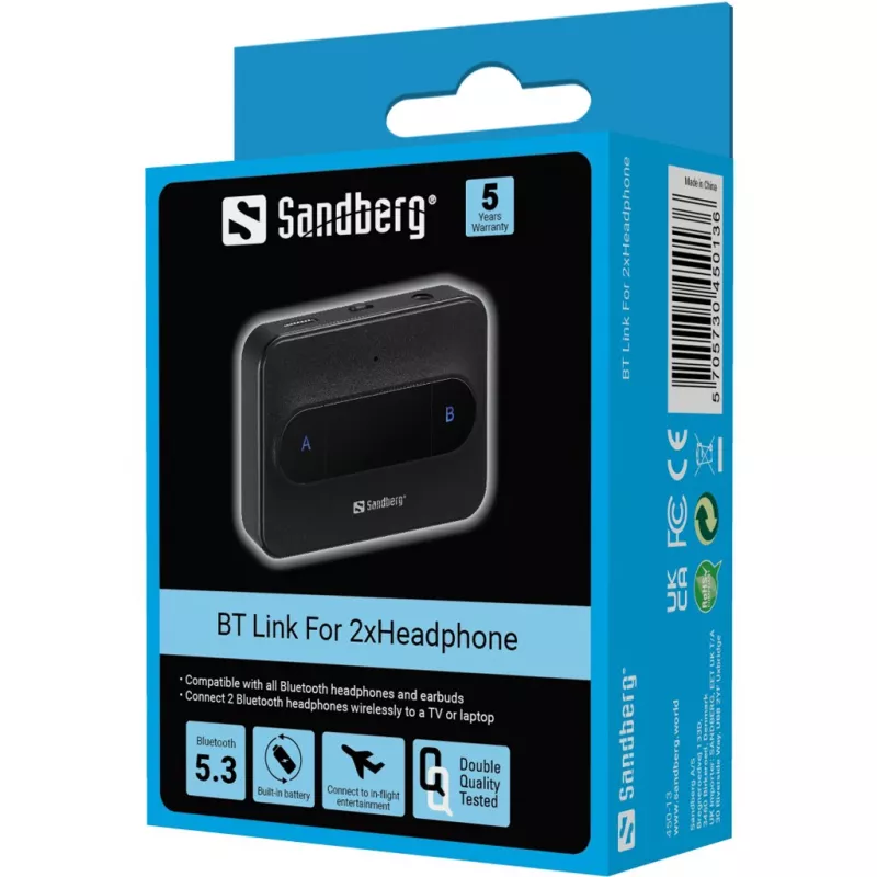 Sandberg Bluetooth Link 2 ausinėms belaidis Bluetooth 3,5 mm
