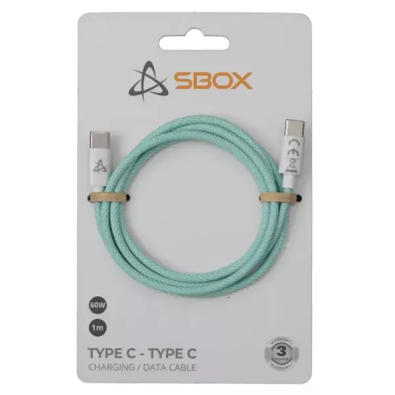 SBOX kabelis USB TYPE C -> USB TYPE C M/M 1M Žalias 60W