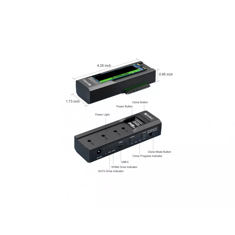 Sandberg USB 3.2 klonavimo ir prijungimo stotelė, skirta M2 + NVMe + SATA