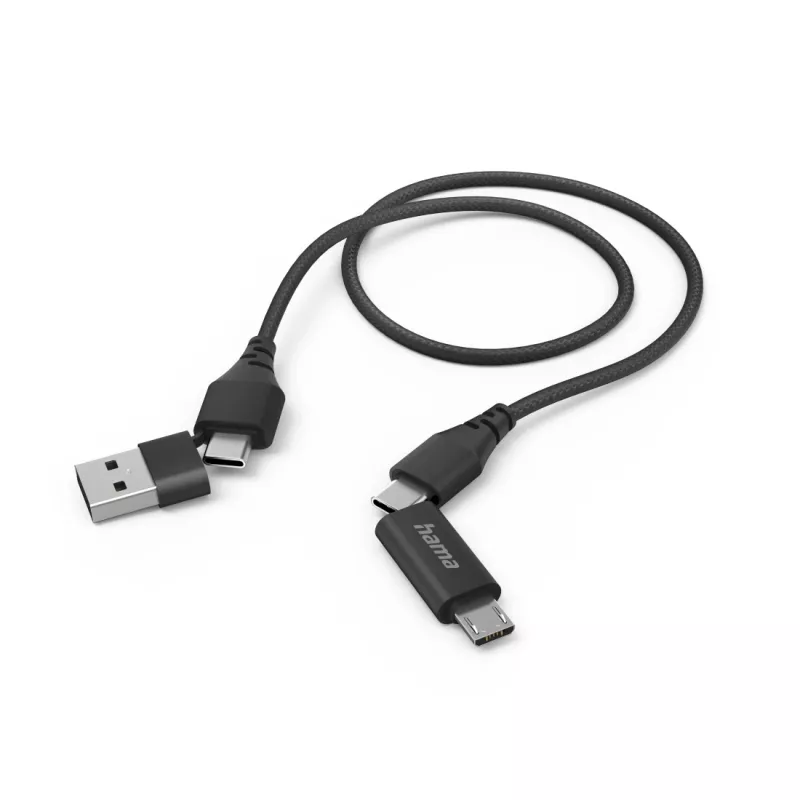 Hama 00201537 USB laidas USB 2.0 1,5 m USB A/USB C USB C/Micro-USB B juodas