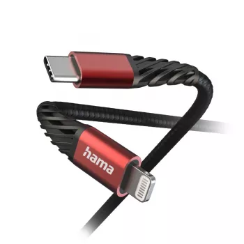 Hama Extreme Lightning į USB C kabelis 1,5 m 3 A juoda / raudona