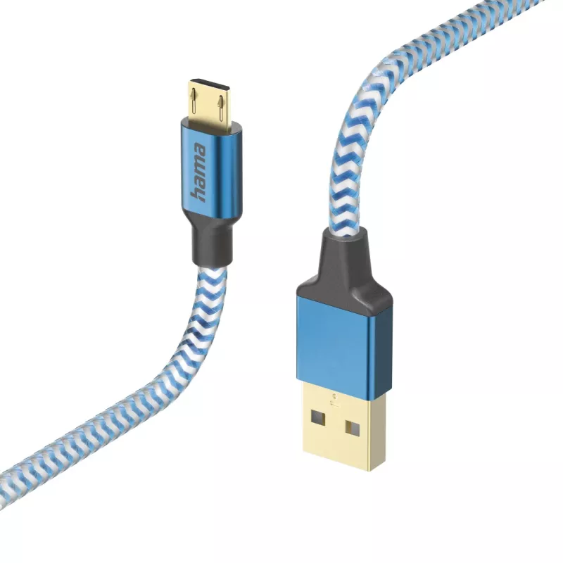 Hama Reflective USB kabelis USB 2.0 1.5 m USB A Micro-USB B Mėlynas