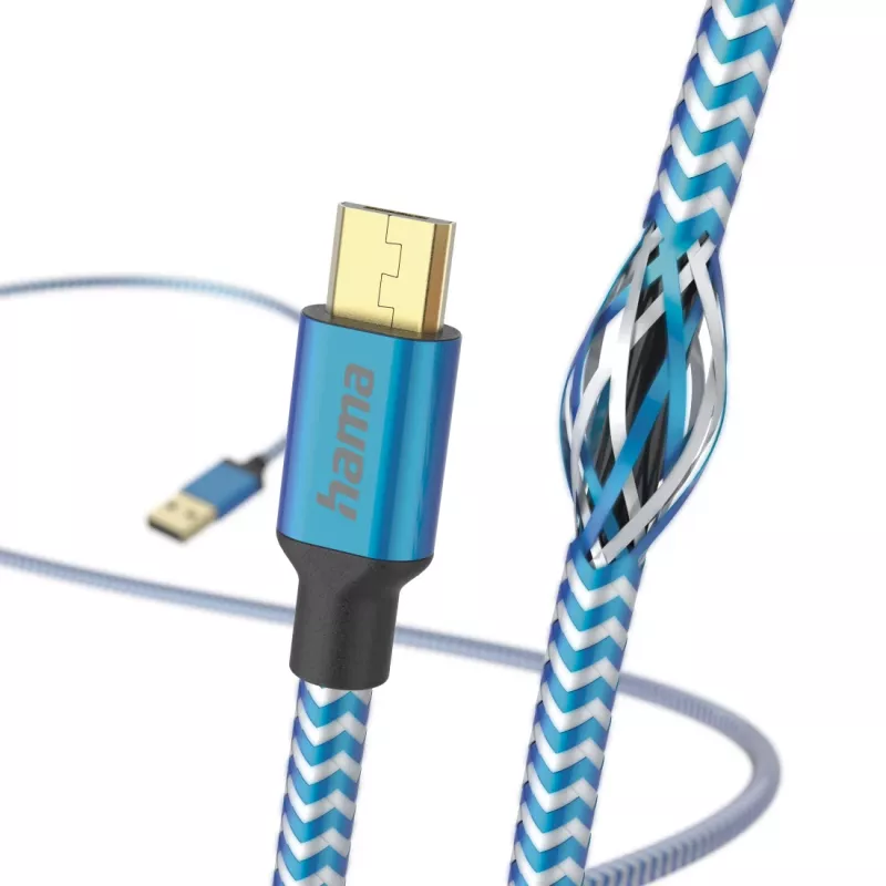 Hama Reflective USB kabelis USB 2.0 1.5 m USB A Micro-USB B Mėlynas
