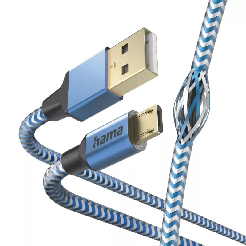 Hama Reflective USB kabelis USB 2.0 1.5 m USB A Micro-USB B Mėlynas