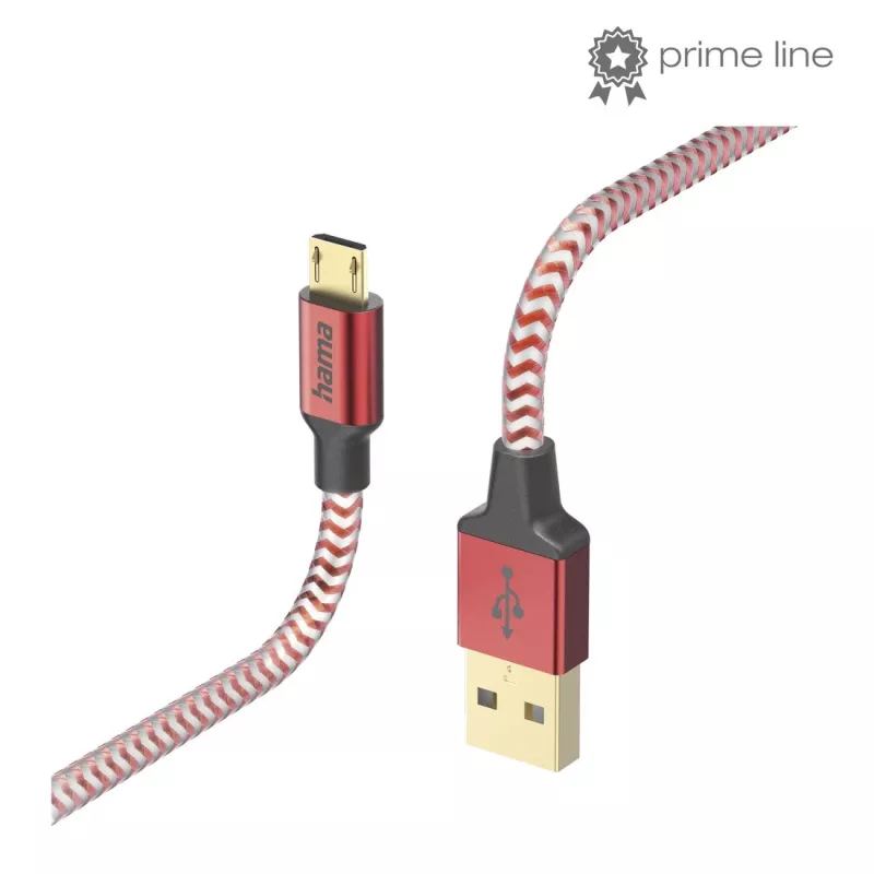 Hama Atspindintis USB laidas USB 2.0 1.5 m USB A Micro-USB B Raudonas