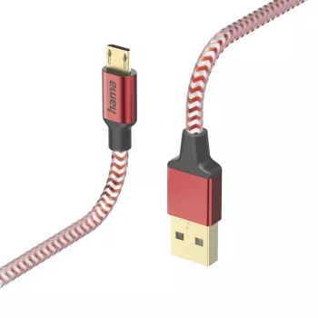 Hama Atspindintis USB laidas USB 2.0 1.5 m USB A Micro-USB B Raudonas