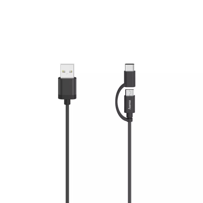 Hama 00200616 USB kabelis USB 2.0 0,75 m USB A USB C/Micro-USB A juodas