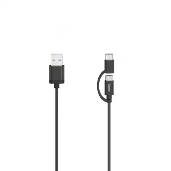 Hama 00200616 USB kabelis USB 2.0 0,75 m USB A USB C/Micro-USB A juodas