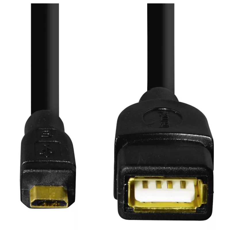 Hama 173892 USB laidas USB 2.0 0,15 m Micro-USB B USB A Juodas