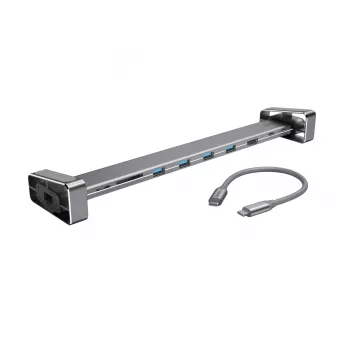 Hama 00200103 nešiojamojo kompiuterio dokas / prievado replikatorius USB 3.2 Gen 1 (3.1 Gen 1) Type-C pilkos spalvos
