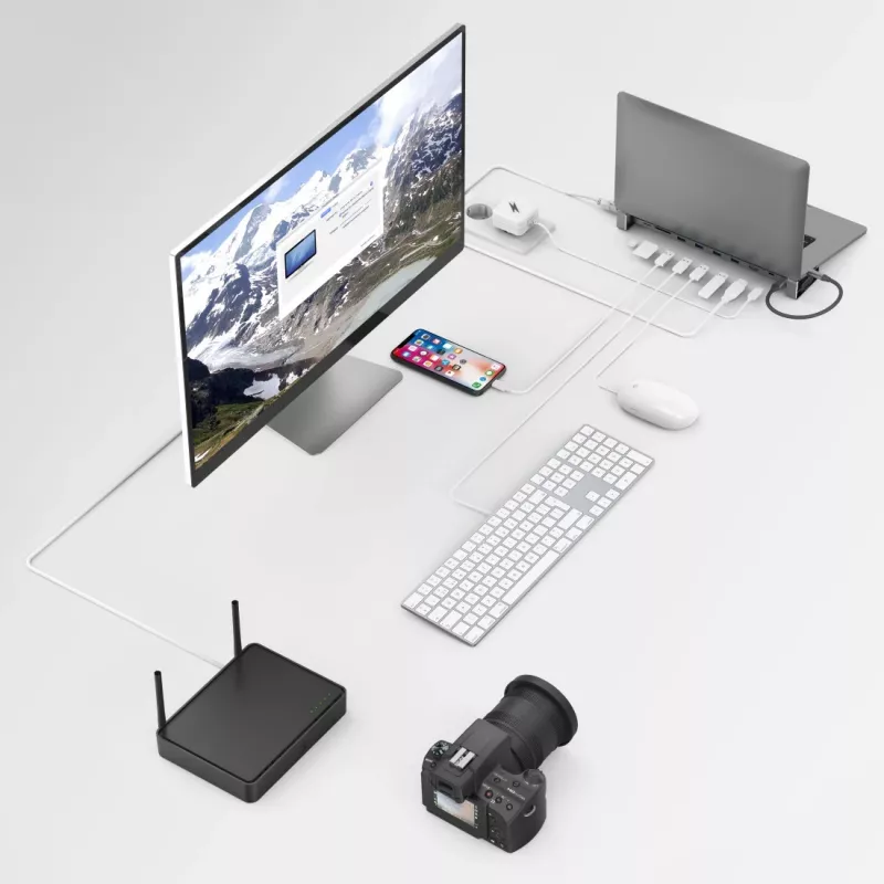 Hama 00200103 nešiojamojo kompiuterio dokas / prievado replikatorius USB 3.2 Gen 1 (3.1 Gen 1) Type-C pilkos spalvos