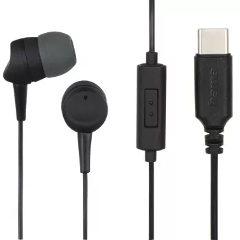Hama 00184192 ausinės / laisvų rankų įranga Laidinės Į ausis įdedamos Skambučiai / muzika USB Type-C juoda, tamsiai pilka