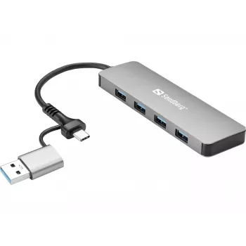 Sandberg USB-C/A į 4xUSB 3.0 šakotuvas aliumininis 5000 Mbit/s