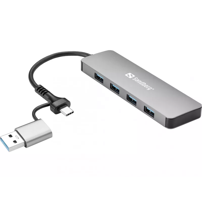Sandberg USB-C/A į 4xUSB 3.0 šakotuvas aliumininis 5000 Mbit/s
