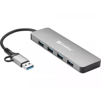 Sandberg USB-C/A į 4xUSB 3.0 šakotuvas aliumininis 5000 Mbit/s
