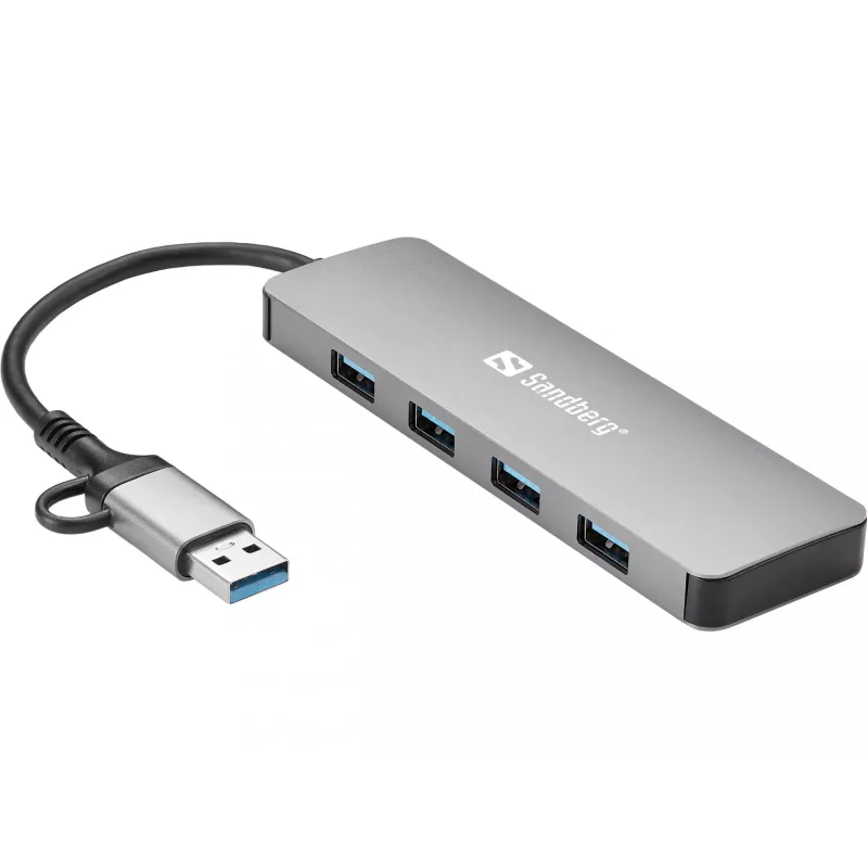 Sandberg USB-C/A į 4xUSB 3.0 šakotuvas aliumininis 5000 Mbit/s
