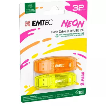 USB Flash Drive Emtec C410 Neon 32GB Type-A 2.0 Oranžinė Geltona