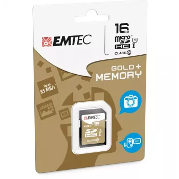 Flash atmintinė Emtec 16GB SDHC Class10 Gold