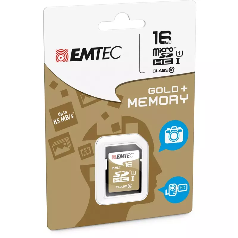 Flash atmintinė Emtec 16GB SDHC Class10 Gold