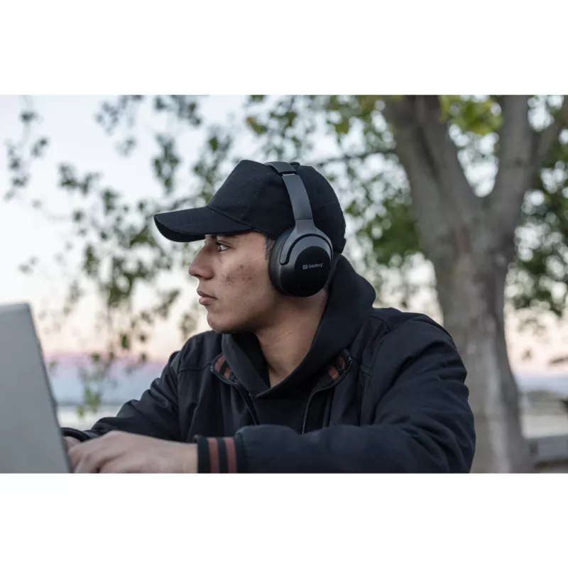 Sandberg Wireless Travel Headset ANC+ENC, belaidis, skambučiai/muzika, 228 g, ausinės, juoda