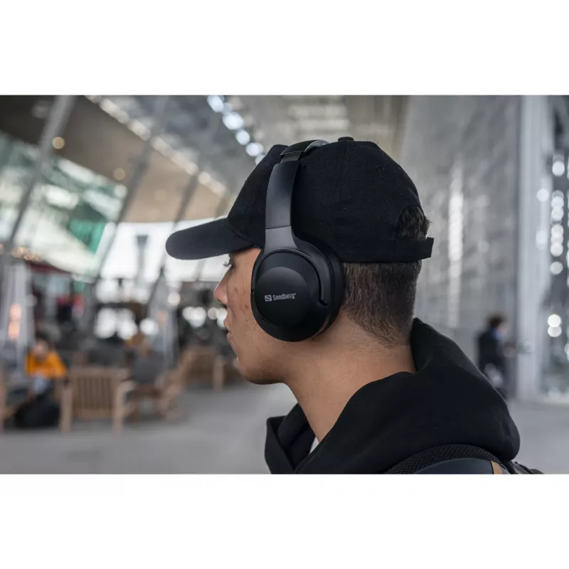 Sandberg Wireless Travel Headset ANC+ENC, belaidis, skambučiai/muzika, 228 g, ausinės, juoda