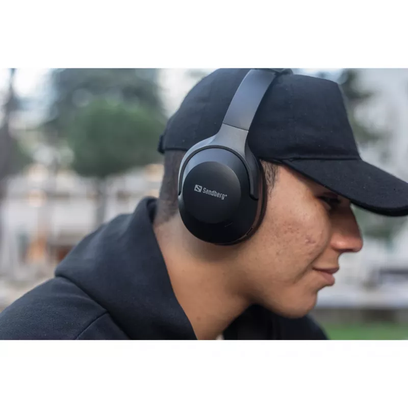 Sandberg Wireless Travel Headset ANC+ENC, belaidis, skambučiai/muzika, 228 g, ausinės, juoda