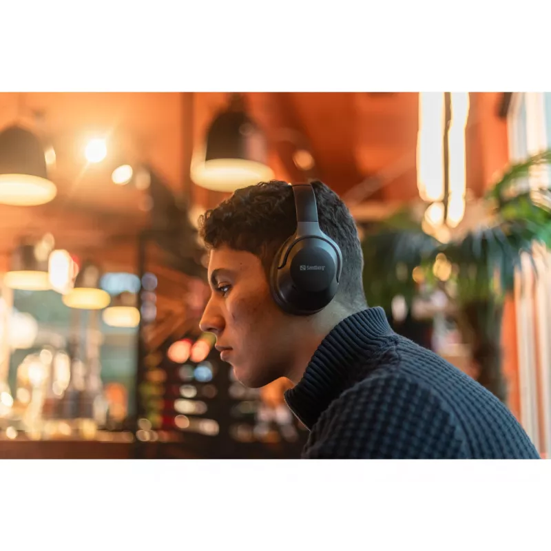 Sandberg Wireless Travel Headset ANC+ENC, belaidis, skambučiai/muzika, 228 g, ausinės, juoda