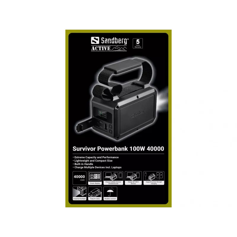 Nešiojama išorinė baterija Sandberg Survivor 100W 40000mAh